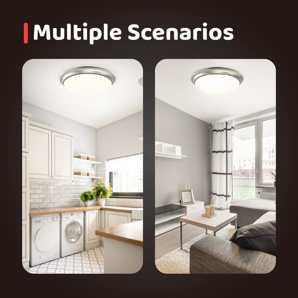 LED Ceiling Light Brushed Nickel Frosted Glass Shade Light Fixture for Bedroom - Picture 8 of 10